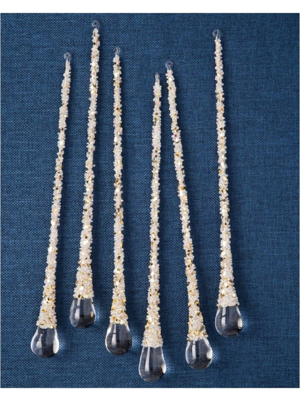 Winter Elegance Teardrop Christmas Ornaments - Glitter & Pearlescent Beads, Set